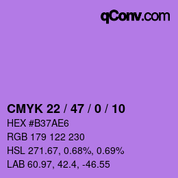 颜色代码: CMYK 22 / 47 / 0 / 10 | qconv.com
