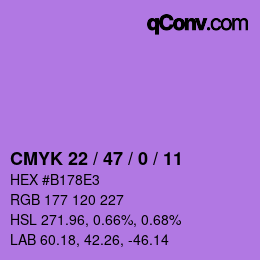 颜色代码: CMYK 22 / 47 / 0 / 11 | qconv.com