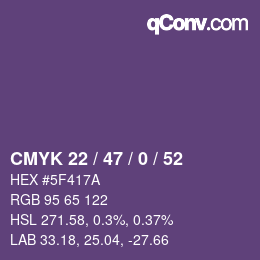 Color code: CMYK 22 / 47 / 0 / 52 | qconv.com