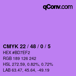 Color code: CMYK 22 / 48 / 0 / 5 | qconv.com
