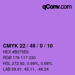 颜色代码: CMYK 22 / 49 / 0 / 10 | qconv.com