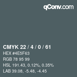 颜色代码: CMYK 22 / 4 / 0 / 61 | qconv.com
