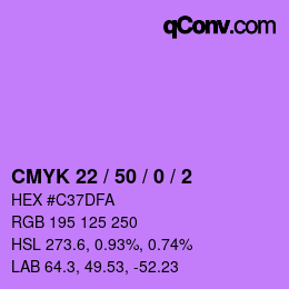 カラーコード: CMYK 22 / 50 / 0 / 2 | qconv.com
