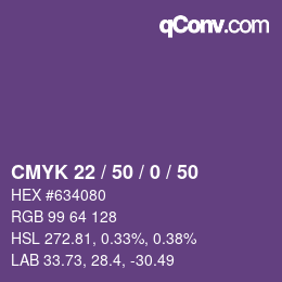 Código de color: CMYK 22 / 50 / 0 / 50 | qconv.com