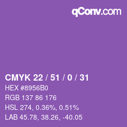 カラーコード: CMYK 22 / 51 / 0 / 31 | qconv.com