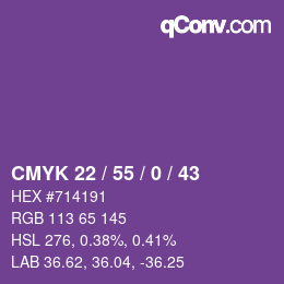 Farbcode: CMYK 22 / 55 / 0 / 43 | qconv.com