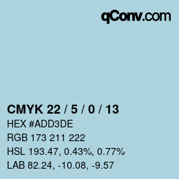 カラーコード: CMYK 22 / 5 / 0 / 13 | qconv.com
