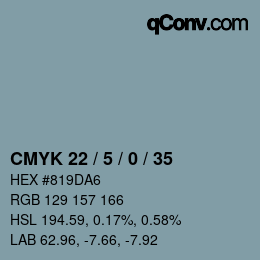 Color code: CMYK 22 / 5 / 0 / 35 | qconv.com