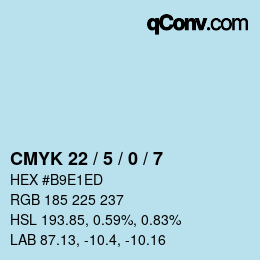 Color code: CMYK 22 / 5 / 0 / 7 | qconv.com