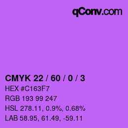 カラーコード: CMYK 22 / 60 / 0 / 3 | qconv.com