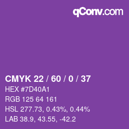 Color code: CMYK 22 / 60 / 0 / 37 | qconv.com