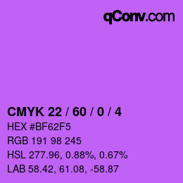 カラーコード: CMYK 22 / 60 / 0 / 4 | qconv.com