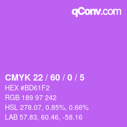 カラーコード: CMYK 22 / 60 / 0 / 5 | qconv.com