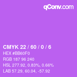 Color code: CMYK 22 / 60 / 0 / 6 | qconv.com