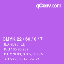 Color code: CMYK 22 / 60 / 0 / 7 | qconv.com