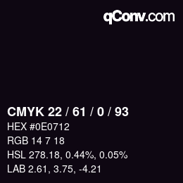 Farbcode: CMYK 22 / 61 / 0 / 93 | qconv.com