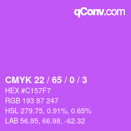 カラーコード: CMYK 22 / 65 / 0 / 3 | qconv.com