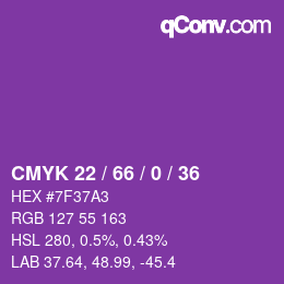 颜色代码: CMYK 22 / 66 / 0 / 36 | qconv.com