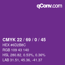 Color code: CMYK 22 / 69 / 0 / 45 | qconv.com