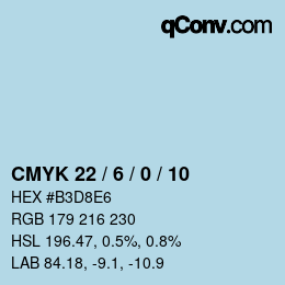 颜色代码: CMYK 22 / 6 / 0 / 10 | qconv.com