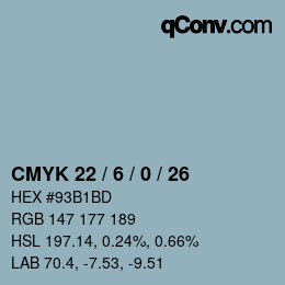 Color code: CMYK 22 / 6 / 0 / 26 | qconv.com