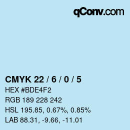 カラーコード: CMYK 22 / 6 / 0 / 5 | qconv.com