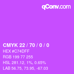 Color code: CMYK 22 / 70 / 0 / 0 | qconv.com