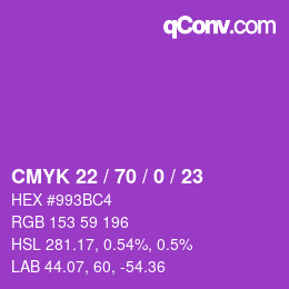 颜色代码: CMYK 22 / 70 / 0 / 23 | qconv.com