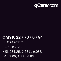 颜色代码: CMYK 22 / 70 / 0 / 91 | qconv.com