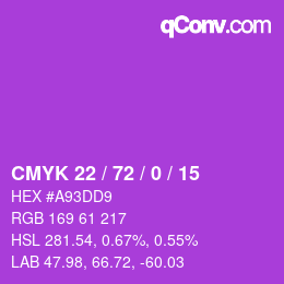 Farbcode: CMYK 22 / 72 / 0 / 15 | qconv.com