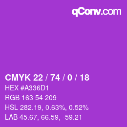 颜色代码: CMYK 22 / 74 / 0 / 18 | qconv.com