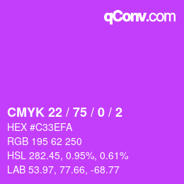 カラーコード: CMYK 22 / 75 / 0 / 2 | qconv.com