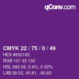 颜色代码: CMYK 22 / 75 / 0 / 49 | qconv.com