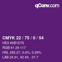 Color code: CMYK 22 / 75 / 0 / 54 | qconv.com