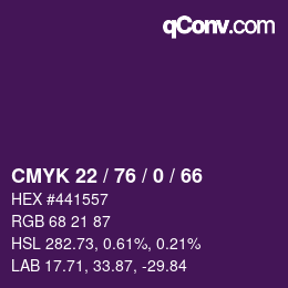 Farbcode: CMYK 22 / 76 / 0 / 66 | qconv.com