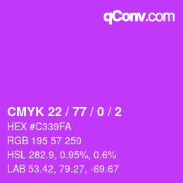 Color code: CMYK 22 / 77 / 0 / 2 | qconv.com