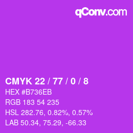 カラーコード: CMYK 22 / 77 / 0 / 8 | qconv.com