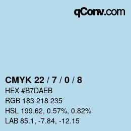 カラーコード: CMYK 22 / 7 / 0 / 8 | qconv.com