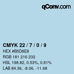カラーコード: CMYK 22 / 7 / 0 / 9 | qconv.com