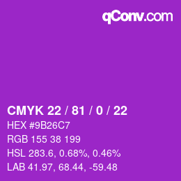 カラーコード: CMYK 22 / 81 / 0 / 22 | qconv.com