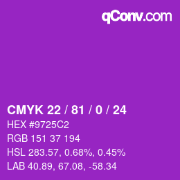 颜色代码: CMYK 22 / 81 / 0 / 24 | qconv.com
