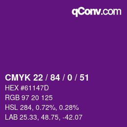 Color code: CMYK 22 / 84 / 0 / 51 | qconv.com