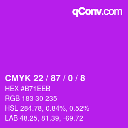颜色代码: CMYK 22 / 87 / 0 / 8 | qconv.com