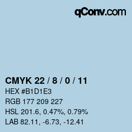 颜色代码: CMYK 22 / 8 / 0 / 11 | qconv.com