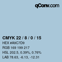 Color code: CMYK 22 / 8 / 0 / 15 | qconv.com