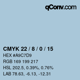 Color code: CMYK 22 / 8 / 0 / 15 | qconv.com