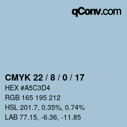 カラーコード: CMYK 22 / 8 / 0 / 17 | qconv.com