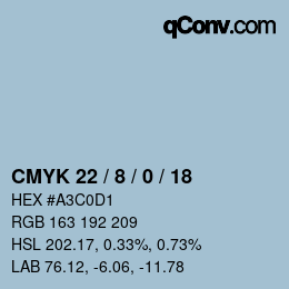 Color code: CMYK 22 / 8 / 0 / 18 | qconv.com