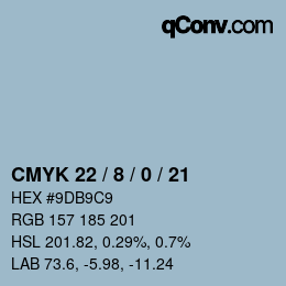 颜色代码: CMYK 22 / 8 / 0 / 21 | qconv.com