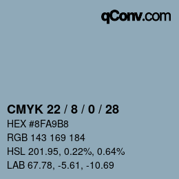 颜色代码: CMYK 22 / 8 / 0 / 28 | qconv.com
